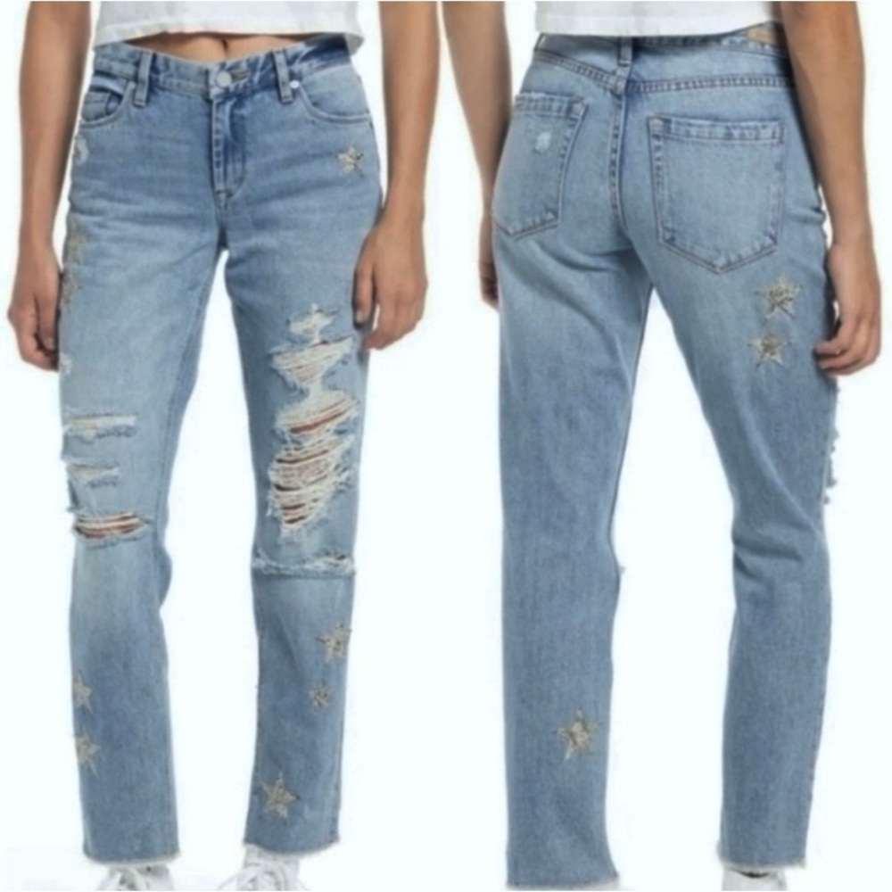 Blank NYC The Ludlow Girlfriend crop star child distressed jeans 9701
